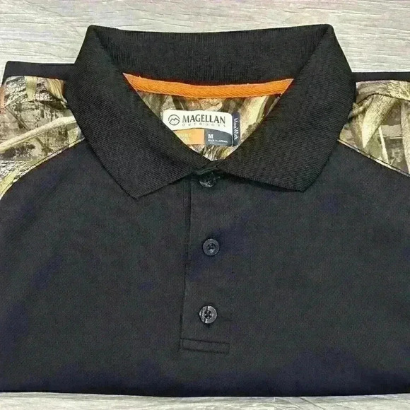 Magellan Hunting Gear Mag Wick Mens Sz M Black Camouflage Golf Polo - Picture 1 of 15